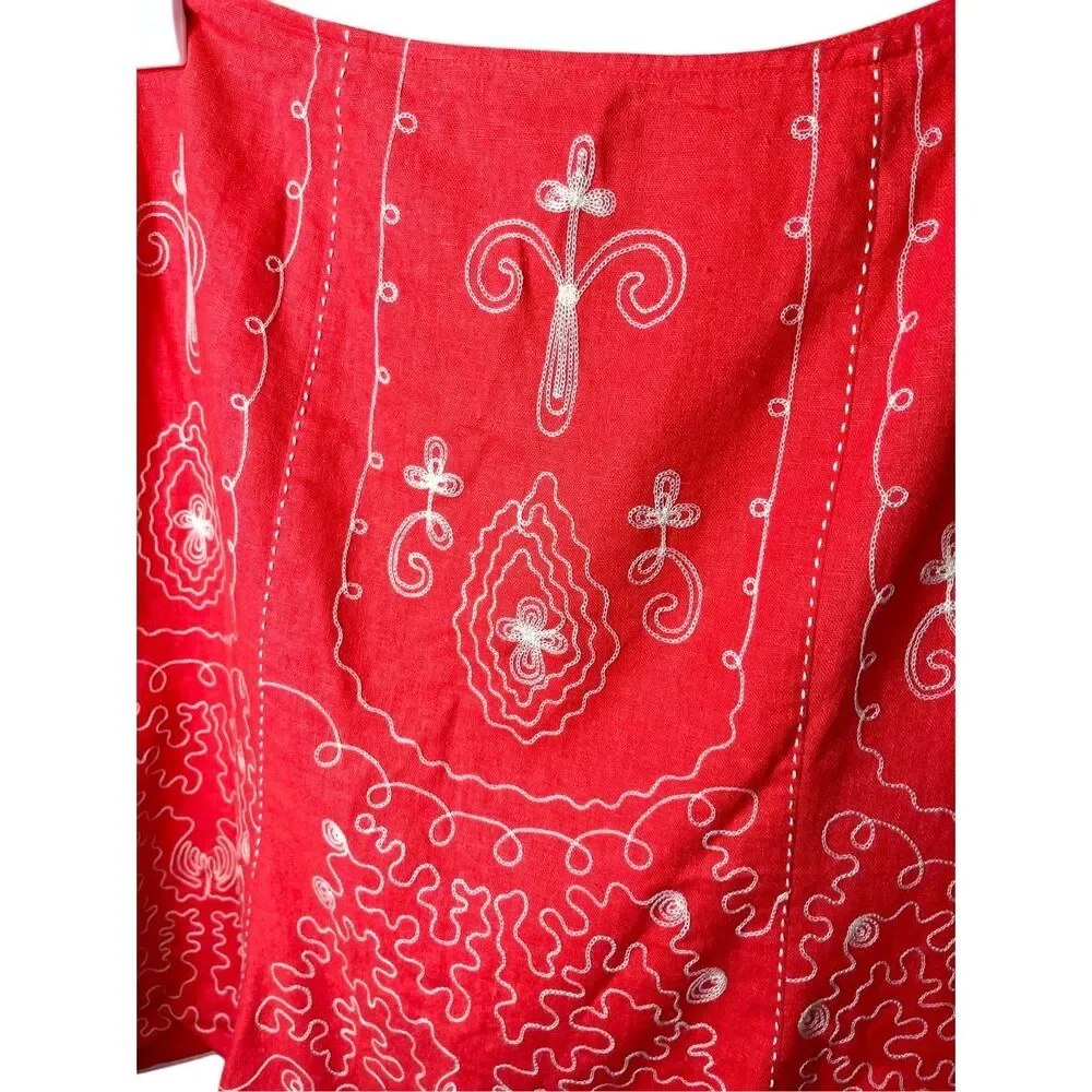 Heart Soul Y2K Embroidered Red Skirt‎ Size 13